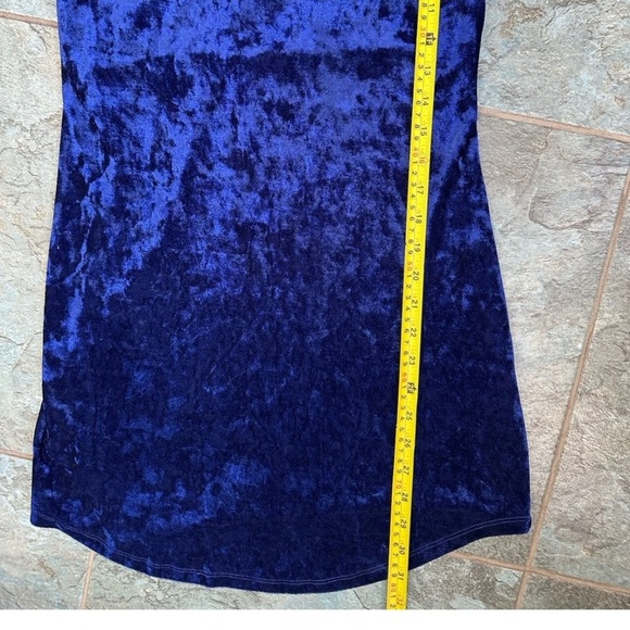 Forever 21 Velvet Slip Dress Small Blue Spaghetti Strap Whimsigoth 90s Mini - Picture 7 of 7